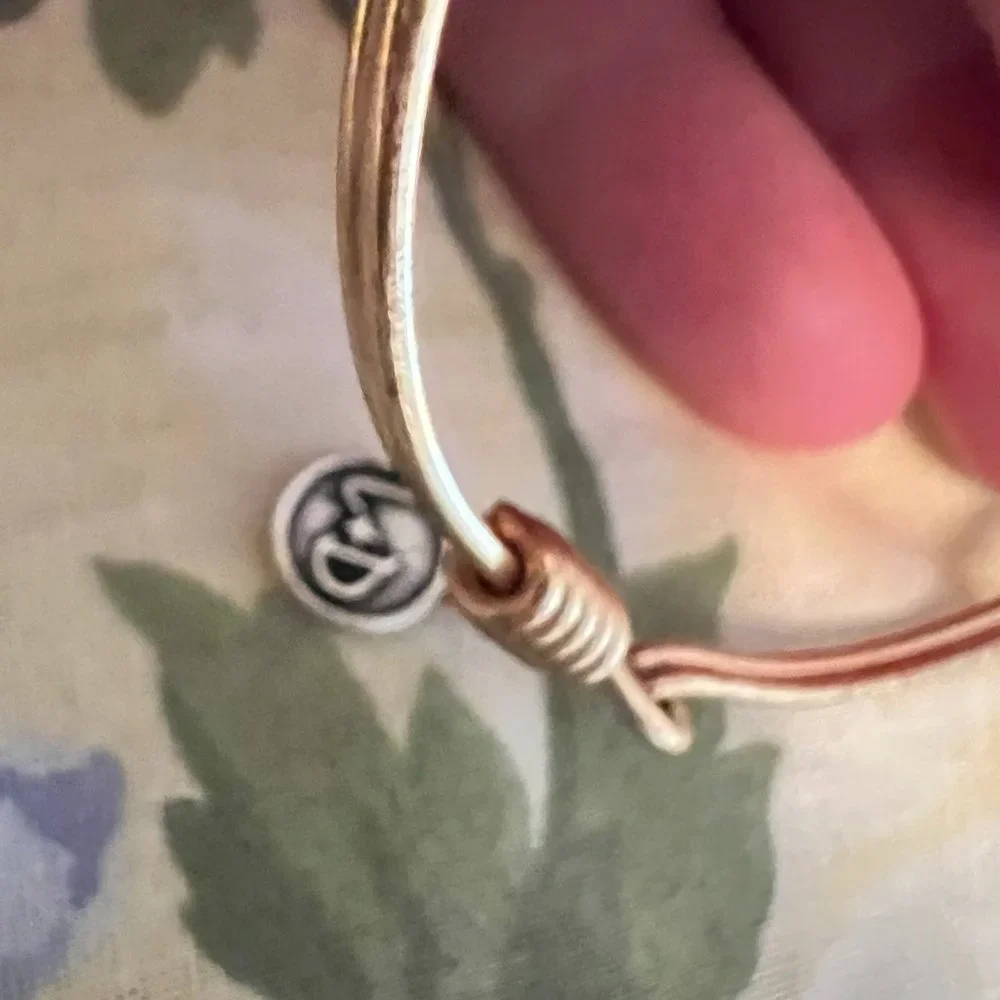 Luca and Danni - Snowflake Bangle Bracelet w/Crystal - Regular Size - Brass Tone - Picture 4 of 5